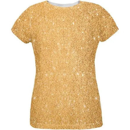 Old Glory Women's Gold Glitter All Over T-Shirt