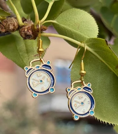 Handmade Whimsical Clock Earrings
