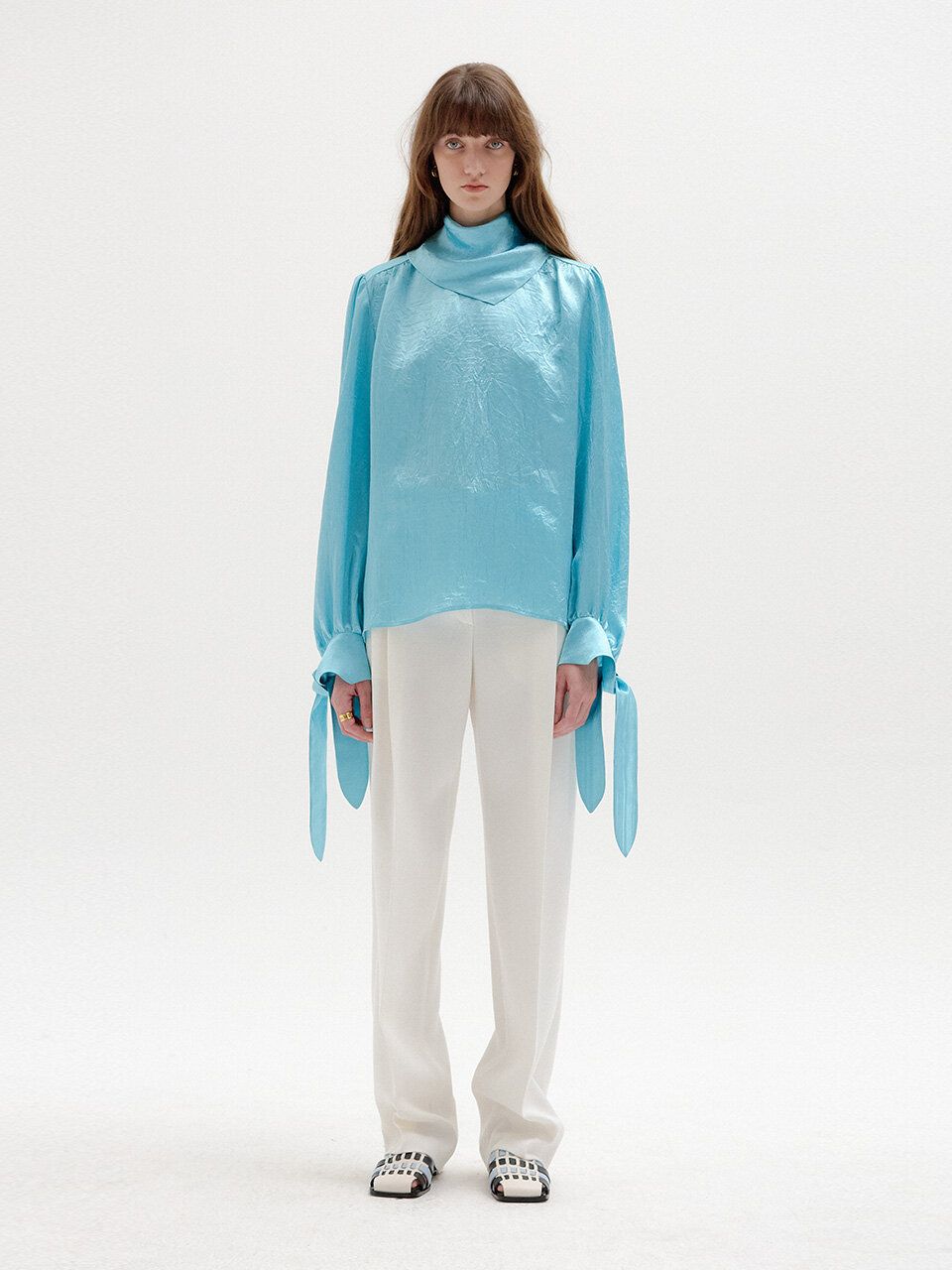 SANCY Scarfed Blouse (Sky Blue)