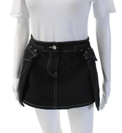 Dion Lee Women Mini Cargo Skort Black Cotton Size 10
