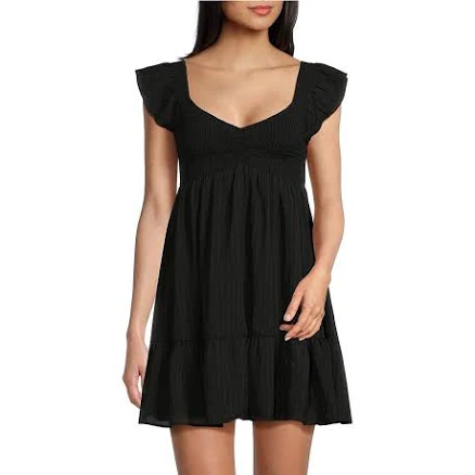Allison Kelly Juniors Smocked Empire Waist Babydoll Mini Dress