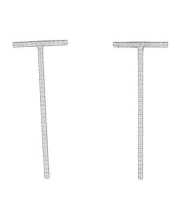 Tiffany T:Diamond Bar Earrings in White Gold