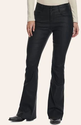 Rockin C Women's High Rise Flare Leg Vegan Leather Pants