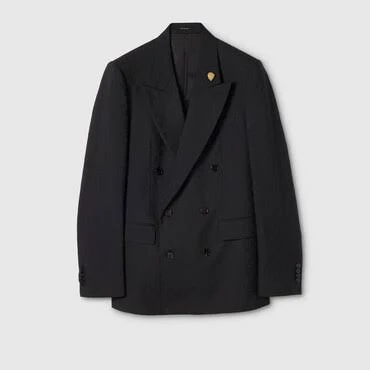 Gucci Double-Breasted GG Wool Jacket