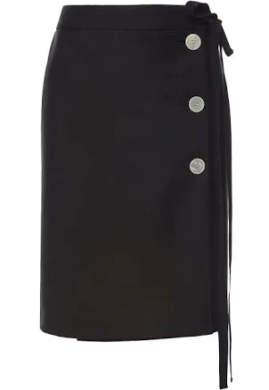 Prada Women's Kid Mohair Midi Skirt with Jeweled Buttons