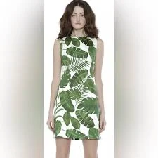 Alice + Olivia Women's Coley Sleeveless Palm-Leaf Print A-Line Dress