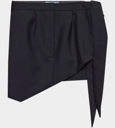 Prada Asymmetric Kid Mohair Mini Skirt, Blue, Women's, 38 (2), Skirts Asymmetrical & Handkerchief Skirts