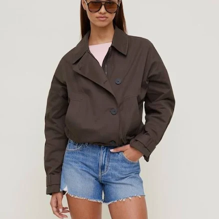 Dynamite Women's Asymmetric Twill Button Up Jacket