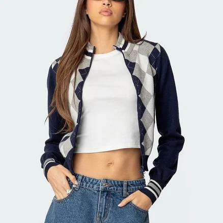 Edikted Women's Madisen Argyle Knit Cardigan