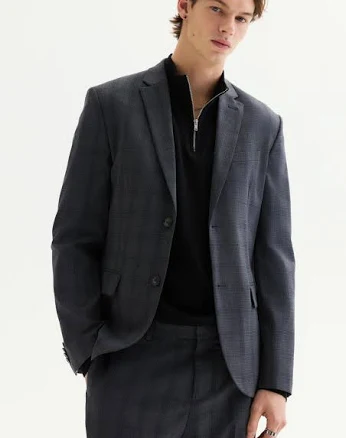 H&M Men's Slim-Fit Checked Jacket