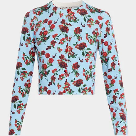 Alice + Olivia Women's Carson Floral Stretch-Cotton Cardigan