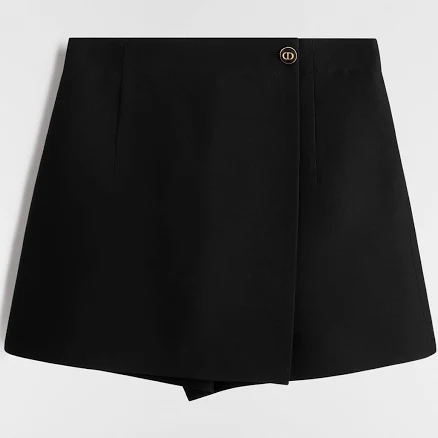 Women DIOR Skort With CD Button Black Wool And Silk