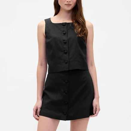 Gap Women's Linen-Blend Button-Front Mini Skort