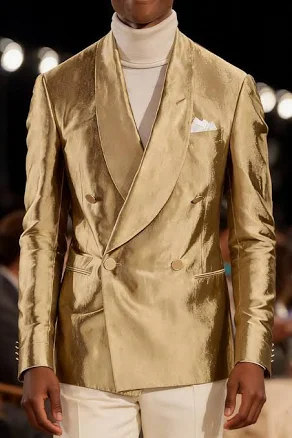 Men's Double-Breasted Satin Blazer