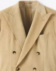 Double Breasted Duca Visconti Beige Stretch Corduroy Jacket