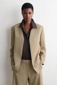 Collarless Wool-Twill Blazer