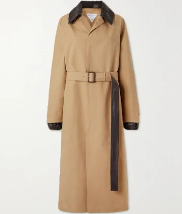 Bottega Veneta Belted Leather-trimmed Cotton-garbardine Trench Coat Women
