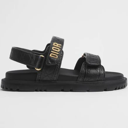 DIOR Dioract Sandal Black Quilted Cannage Calfskin