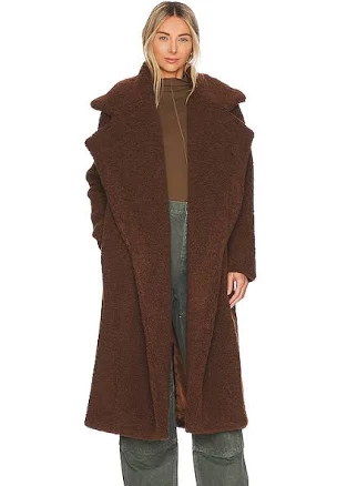 SNDYS x REVOLVE Teddy Coat in Chocolate - size XL