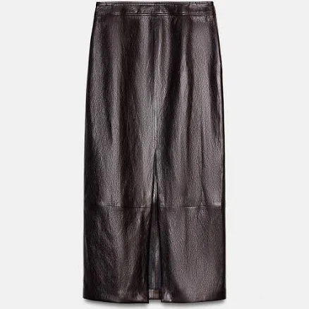 Zara Women's Faux Leather Midi Skirt