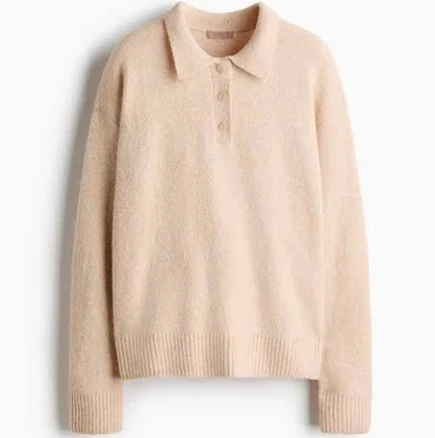 H&M Women's Cable-knit Polo Sweater