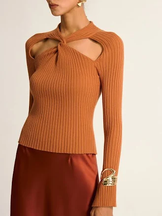 Twist Cut-Out Knit Top
