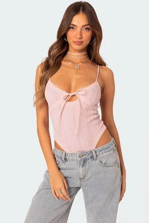 Edikted Women's Lacey Knit Cut Out Bodysuit