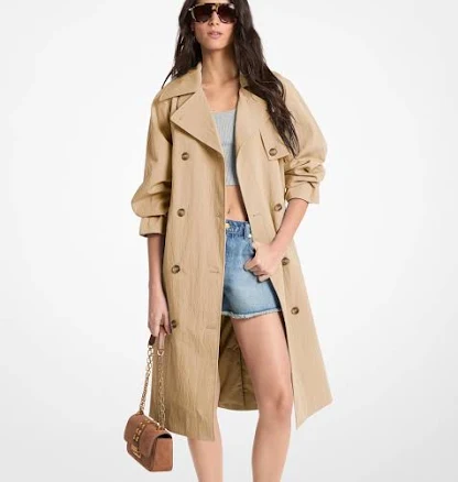 Michael Kors Oversized Washed Cotton and Nylon Women Trench Coat