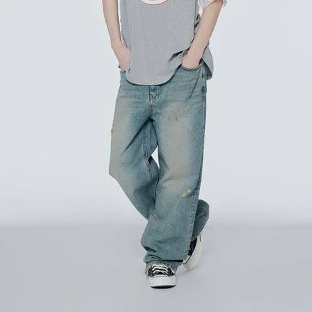 Vintage Washed Wide Denim Pants