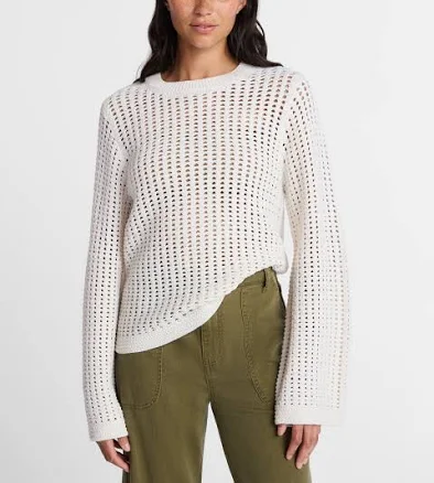 Time and Tru Women's Textured Cotton Sweater with Long Sleeves