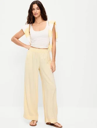 Old Navy Women's High-Waisted Linen-Blend Super Wide-Leg Pants