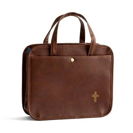 Gold Cross Faux Leather Bible Tote