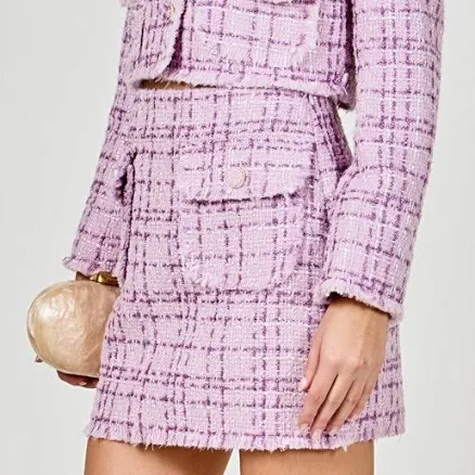 Endless Rose Boucle Tweed Wool-Blend Skirt
