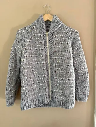 Women's Handmade Shawl Neck Zip-Up Sweater