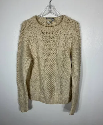 Handknit Irish Fisherman Sweater Wool Ivory Flair Harbour Medium 40"