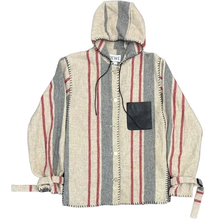 Loewe Wool Striped Hooded Button Down Shirt