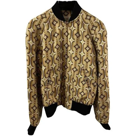 Celine Printed Silk Teddy Jacket Beige Size 34 IT