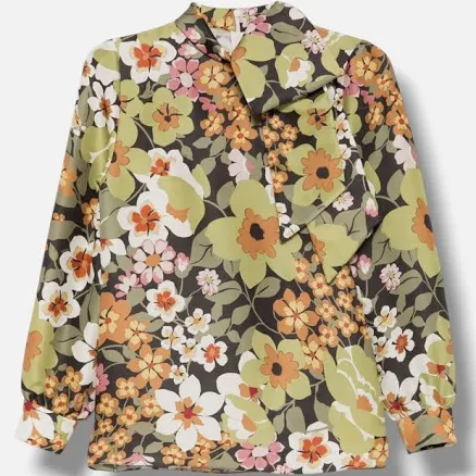 CELINE Women's Lavalliere Silk Organza Blouse with Bow