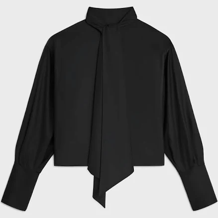 CELINE Women's Cropped Lavalliere Silk Twill Shirt