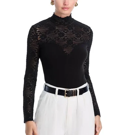 AQUA Women's Open Knit Long Sleeve Turtleneck Top