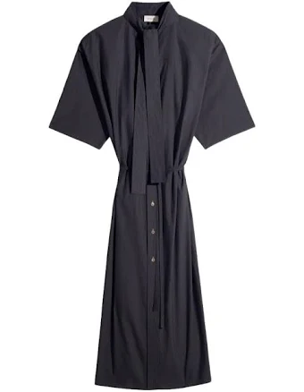 Lemaire Reversible Tube Midi Dress In Washed Cotton And Silk - Squid Ink