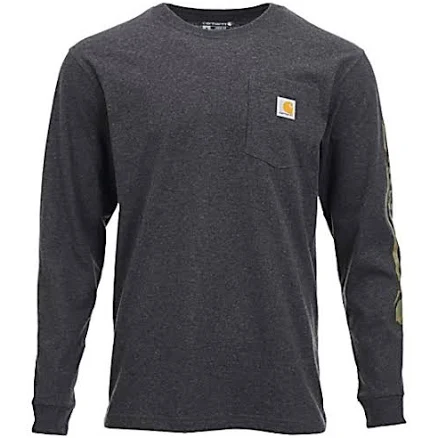 Carhartt Men's Loose Fit Heavyweight Crew Neck Long-Sleeve Logo Graphic T-Shirt