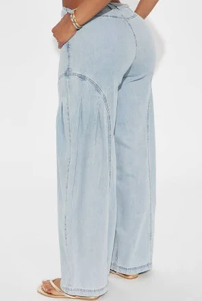 Fashion Nova Women's For Shore Loose Flowy Wide Leg Jeans