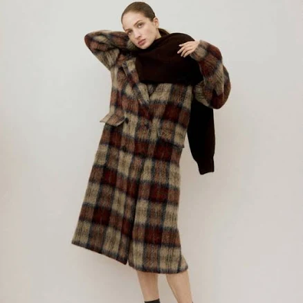 MANGO Women's Wool-Blend Check Coat