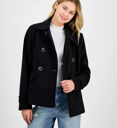 Maralyn & Me Juniors' Double-Breasted Collared Coat