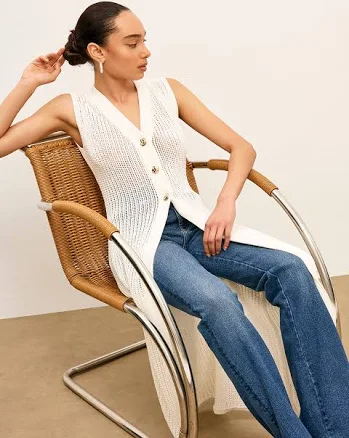 Sleeveless Knit Hollow Metal Cardigan