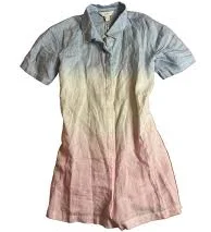 Lilly Pulitzer NWT Dresher Button Down Romper Chambray Tint Ombré Dip Dye - Size