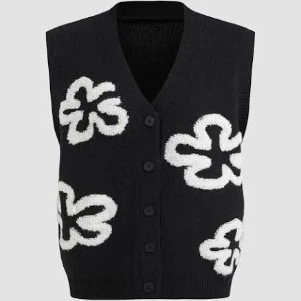 CIDER Women's Oversized Floral Knit Vest