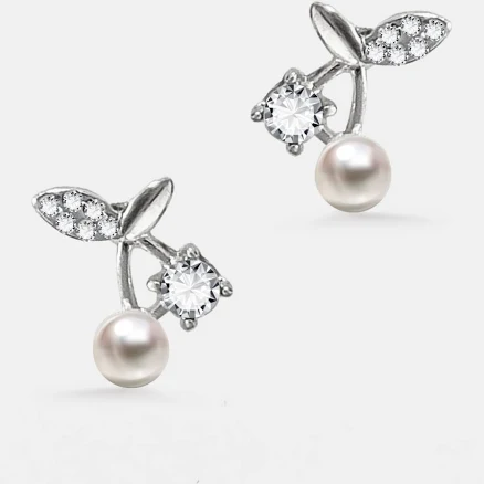 Pearl Cherry Fruit Stud Earrings