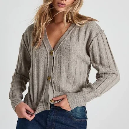 Boohoo Women's Seam Detail Soft Rib Knit Boyfriend Cardigan